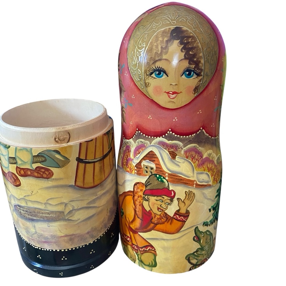 Russian Vintage Bottle Holder Russian Fairy Tale 14in tall, hand painted - Picture 9 of 9